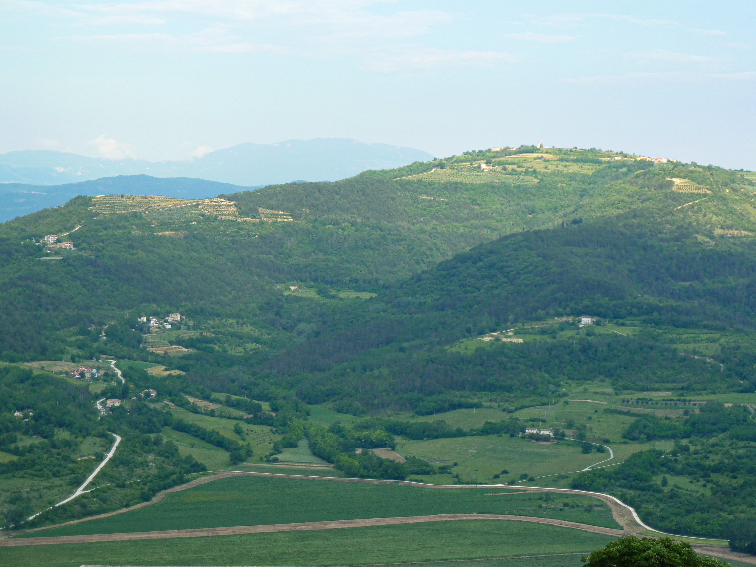 Weites Panorama über istrische Hügel von Motovun